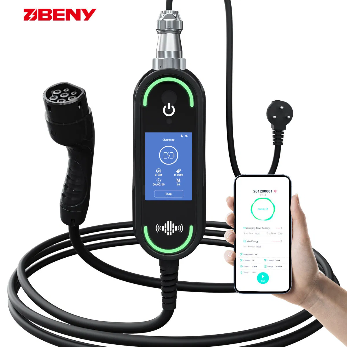 Beny 22kw 7kw 2in1 Portable EV Charger Wallbox EV Charger Smart APP Type2 GB/T AC Mobile EV Charging for Electric Vehicle