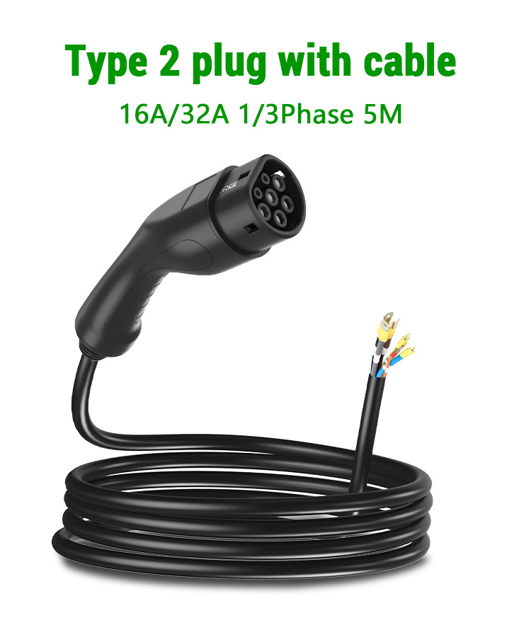 22kw Type 2 EV Charging Plug with 5m Cable for Electric Vehicle Charger