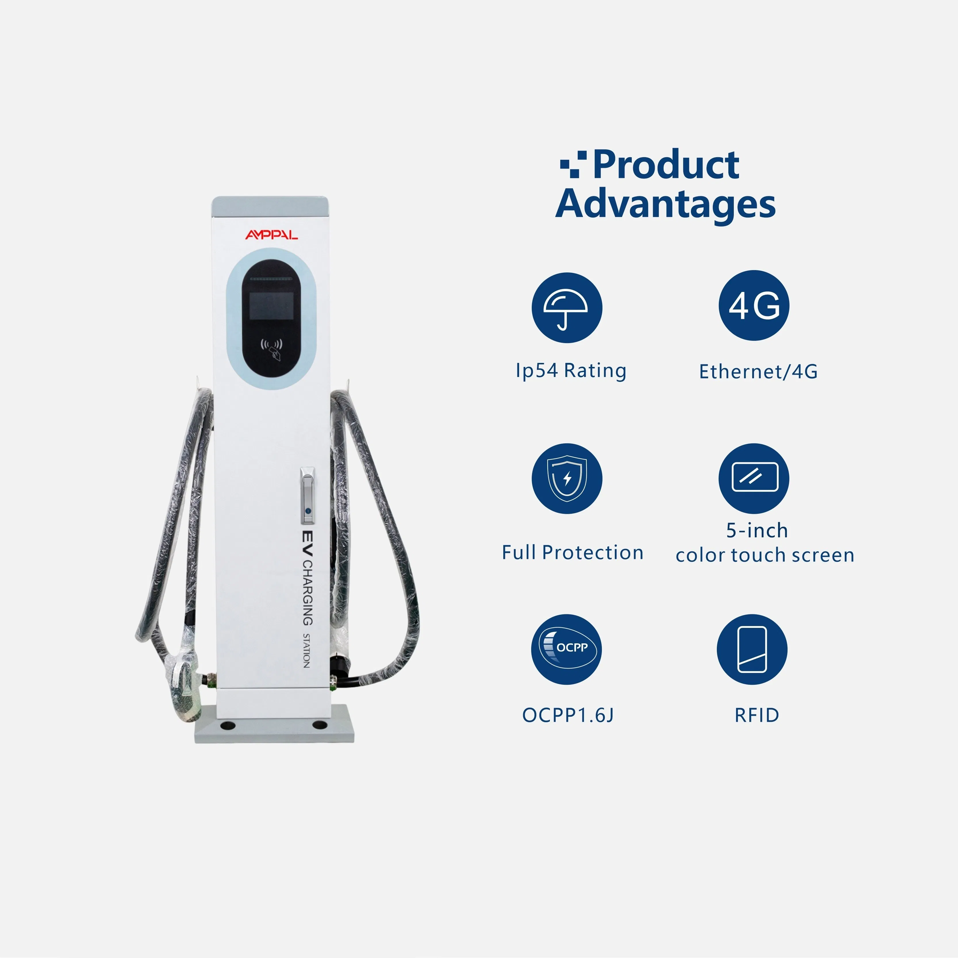 EV Charger All-Weather IP54 44kw AC Charging Station (-20° C~50° C)