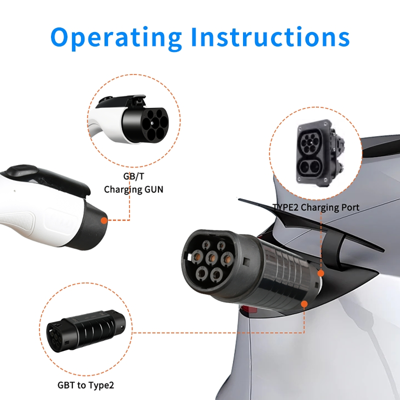 Gbt to Type2 AC EV Charging Adapter Locked &amp; Unlocked Version IEC62196 Compatible