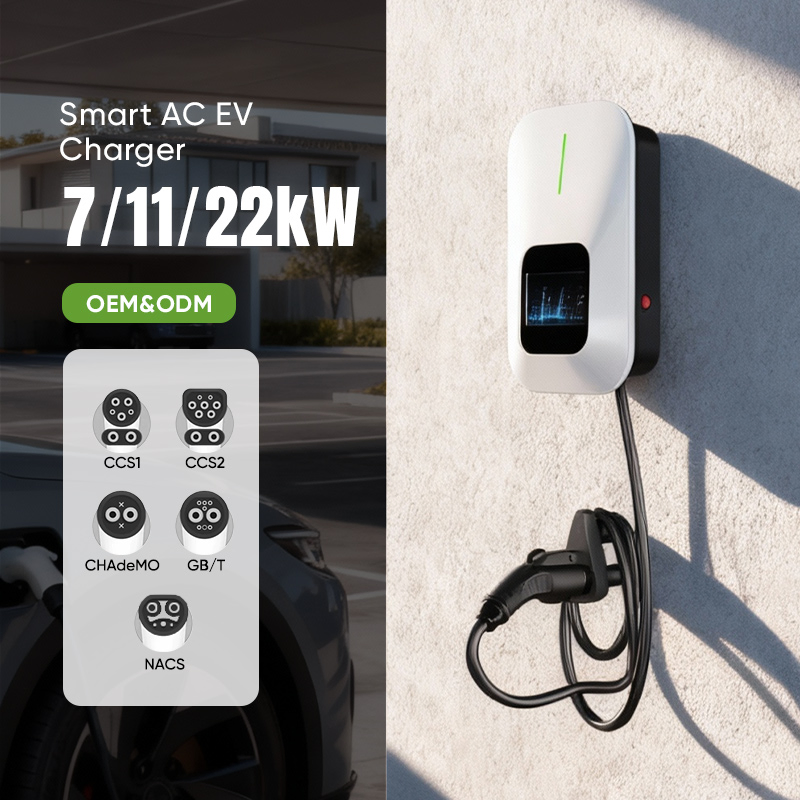 CE Certified LCD Portable 22kw 32A Output Current Wall-Mounted EV Charger