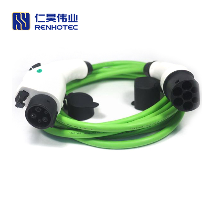 Mode 3 EV Charger IEC 62196 Type 2 to Type 1 Connector 16A 32A Charging Plug with 5 Meters Cable