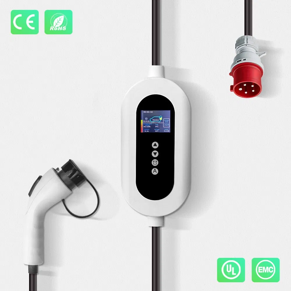 Portable EV Charger 22kw 32A GB/T Three-Phase AC Electric Vehicle Charging Cable with Industrial Plug