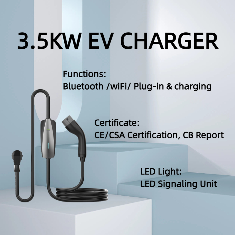 Guhe IP54 Portable EV Charger 3.5kw with UK/EU/Industrial Socket Stactic Contactor Single Phase Type 2.