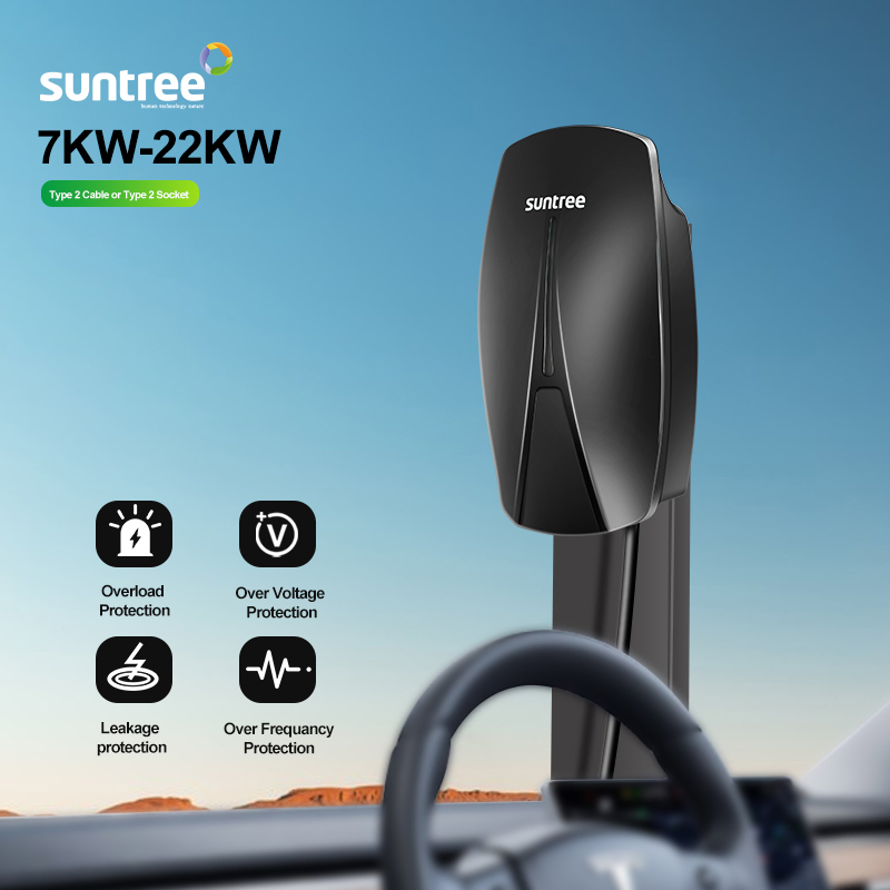 Type 2 Home EV Charger 7.4kw 11kw 22kw, Smart Electric Vehicle Charging Station with WiFi/APP Control, Tethered/Socket Optional, IP65 Waterproof, 2 Year Warrant