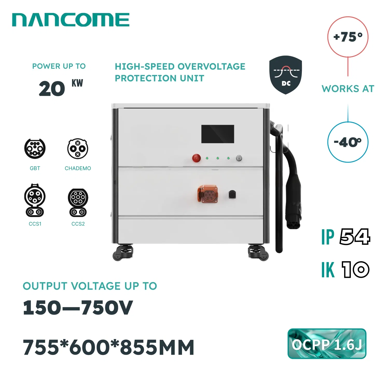 Nancome 20kw Fast EV DC Car Mobile DC Roadside Assistance CCS2