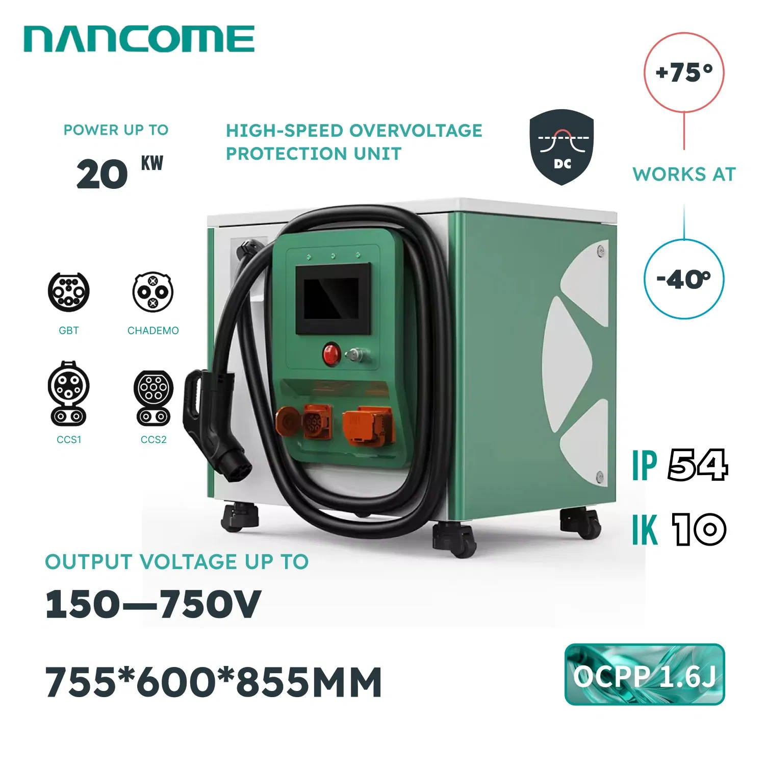 High-Speed 20kw DC Fast Charger for Electric Vehicles