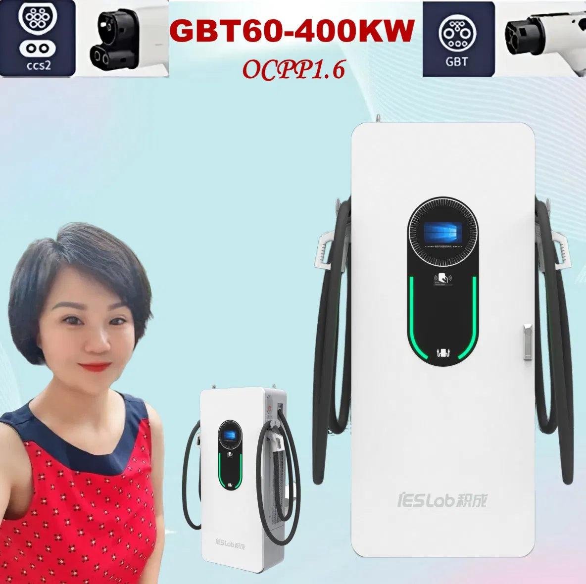 Electric Car Vehicle Battery Fast DC EV Charger Charging Station with CE Ocpp CCS2 Gbt Adapter 3 Phase Dual Ports for EV Cars