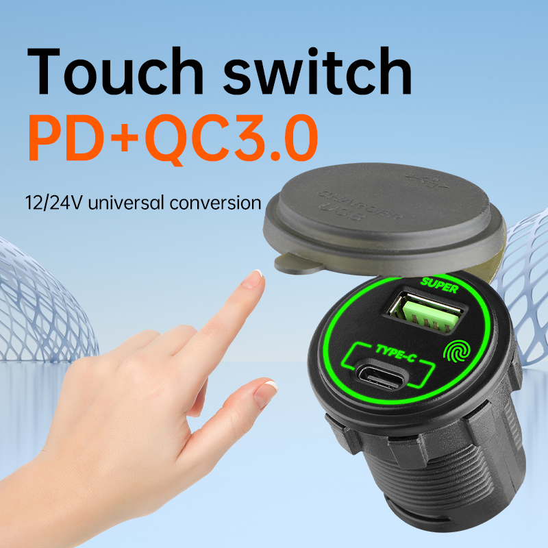 USB Charging Adapter with Type C Pd Output and LED Indicator Ring for Commercial Use USB Car Charger