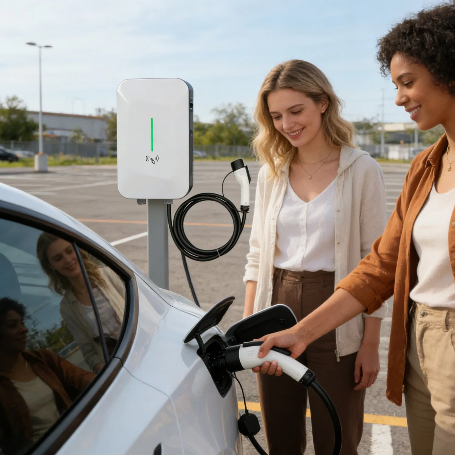 Ultra-Thin Wallbox EV Charger for Apartment with RFID Access (11kW IP65 Waterproof)