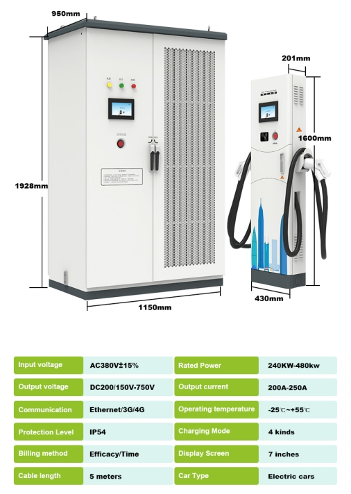 240kw-960kw Split Fast DC EV Charger 1 Power Cabinet + 2/4/6 Charging Piles Gbt/CCS/Chademo