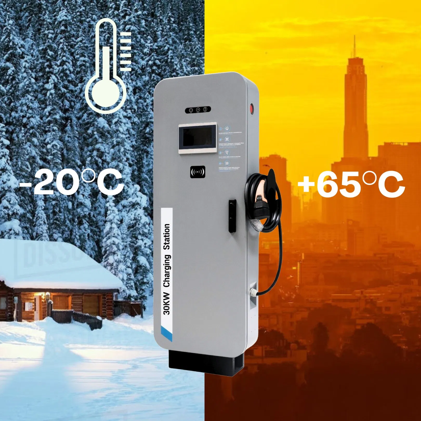 Commercial 20kw 30kw IP54 Level 3 Electric Car CCS2 GB/T Charger Charging Station with CE Certificate