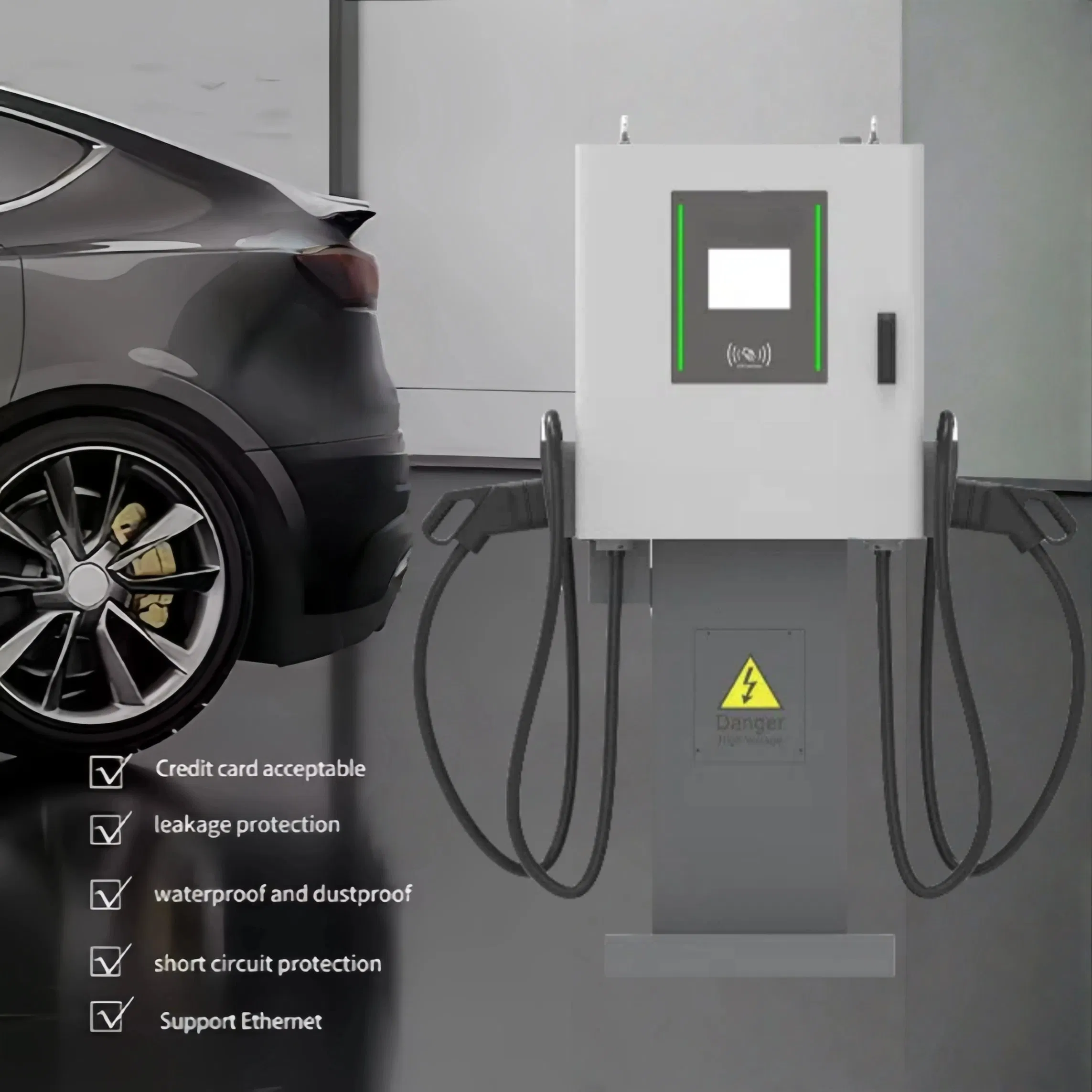 Guhe New 30kw Fast DC EV Charger Station Advertising Screen Floor-Mounted CCS Interface Chademo Compliant Ocpp Electric Cars