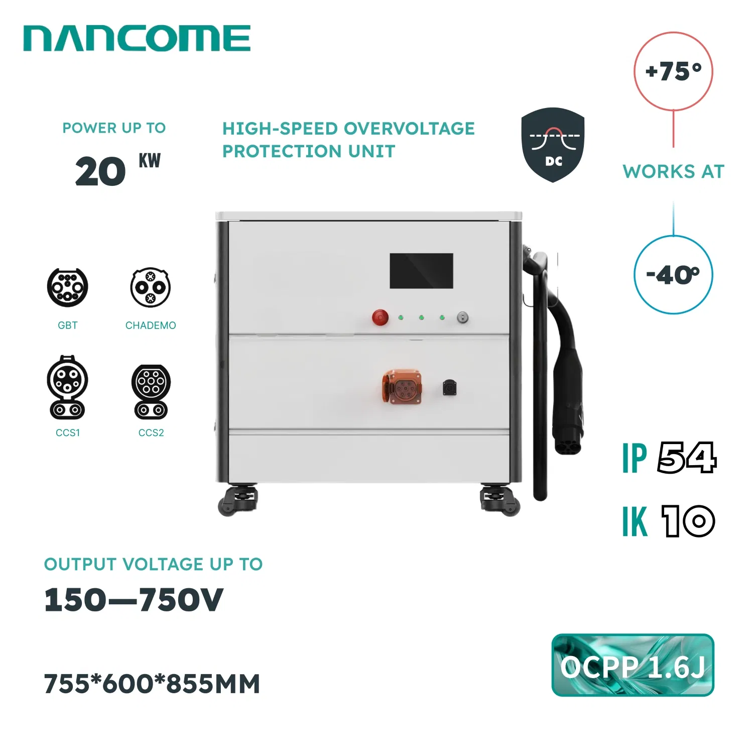 High-Power Nancome 20kw DC Fast Charger for Evs