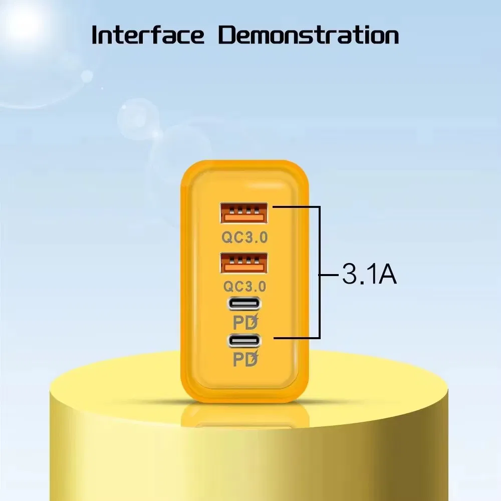 EU/Us/UK Plug 120W USB-C Fast Charging 4 Ports Mobile Phone Charger USB Type C Chargers Dual Pd Wall Adapter 120W