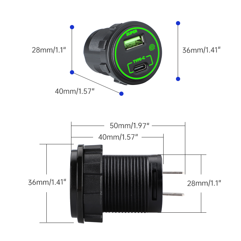 USB Charging Adapter with Type C Pd Output and LED Indicator Ring for Commercial Use USB Car Charger