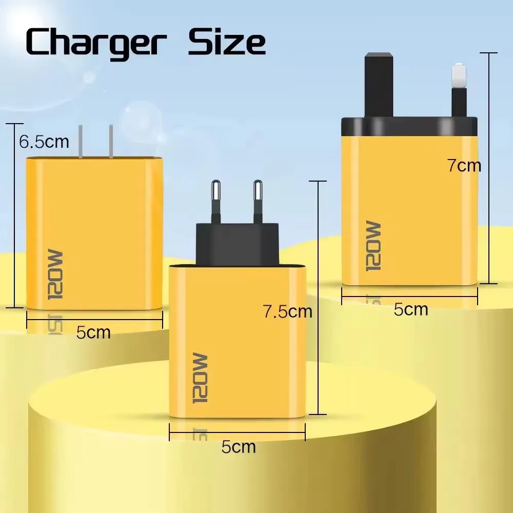 EU/Us/UK Plug 120W USB-C Fast Charging 4 Ports Mobile Phone Charger USB Type C Chargers Dual Pd Wall Adapter 120W