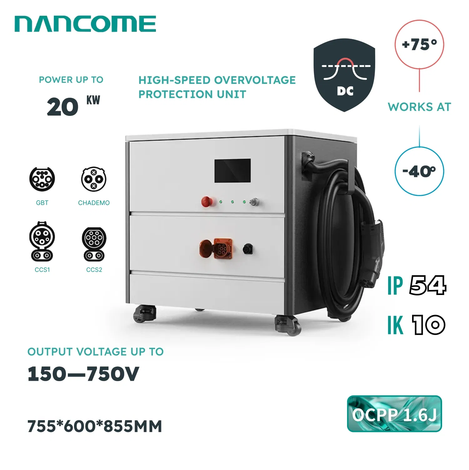 High-Speed Mobile DC Fast Charger Station for CCS2 Electric Vehicles