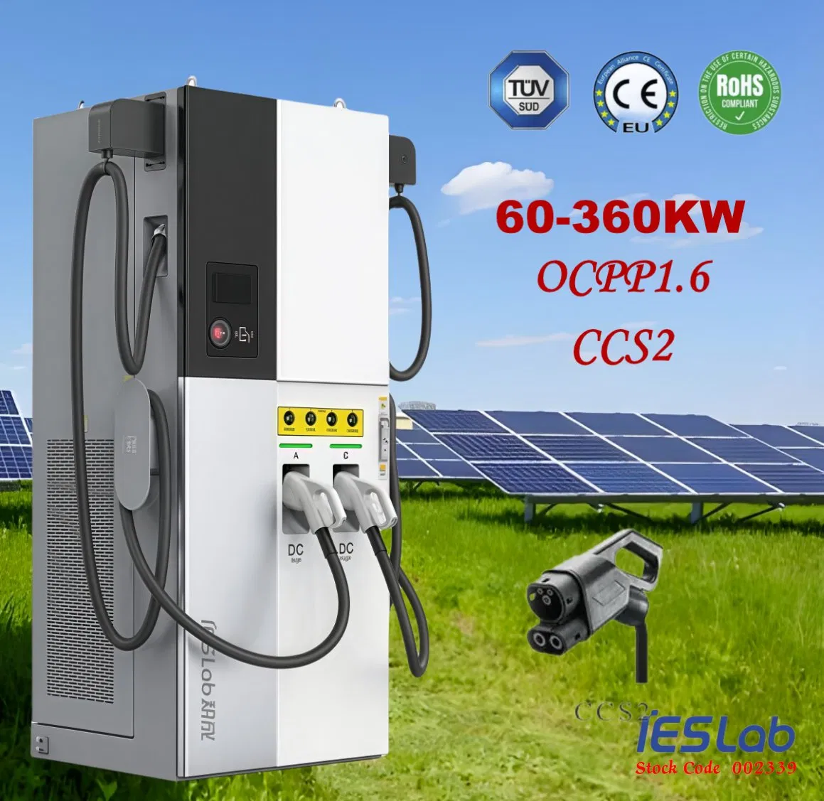 Floor Mounted Commercial Public Use LCD EV Car/Vehicle Charging Station with CCS2 Gbt Single Dual Ports 200A EV Charger Station with CE Ocpp