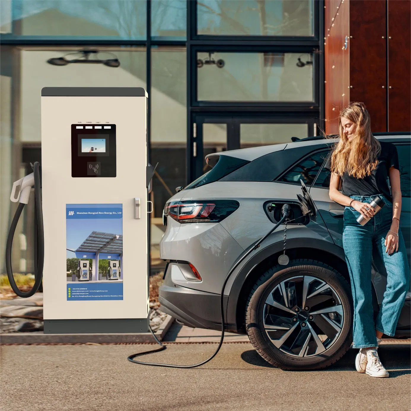 80kw CCS2 DC Fast EV Charger Ground-Mounted Dual-Port Electric Vehicle Charging Station Charging Network