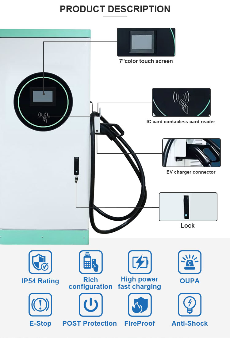 Durable Commercial DC Fast EV Charging Station 120kw Ocpp EV Charger Level 3 Electric Car EV Floor Mounted Charging Station