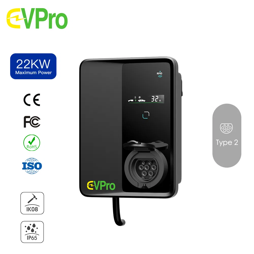 Evd02 Wallbox 7kw/11kw/22kw Charging Power Enables RFID/APP Access Supports WiFi/4G and Ethernetconnection Car EV AC Fast Charger