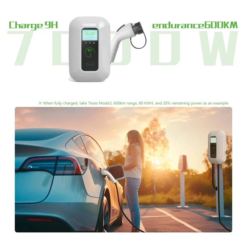 7kw Gbt AC EV Charger Wallbox Home Commercial EV Charging Station with RFID &amp; LCD Display