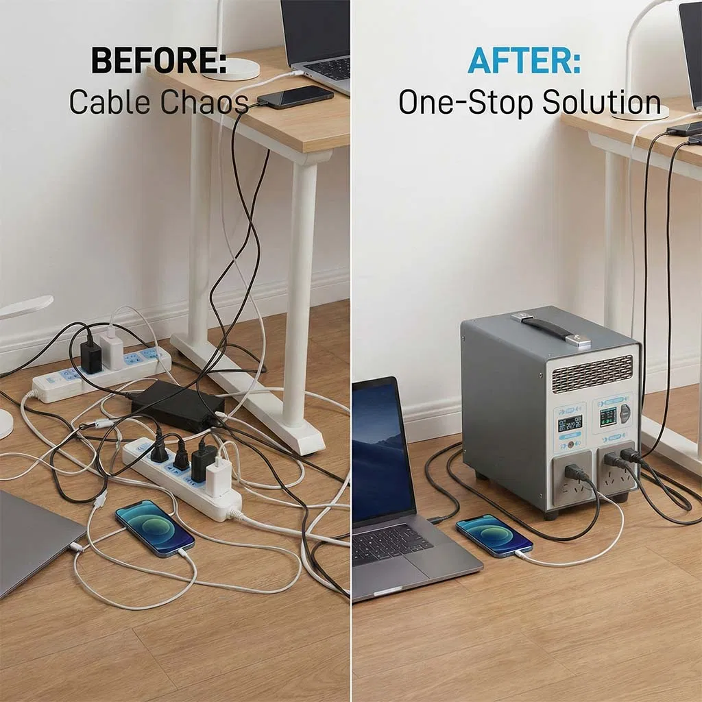 Mobile Solar Energy Storage System with MPPT Inverter Solar Panel Home Outdoor Emergency Backup Power