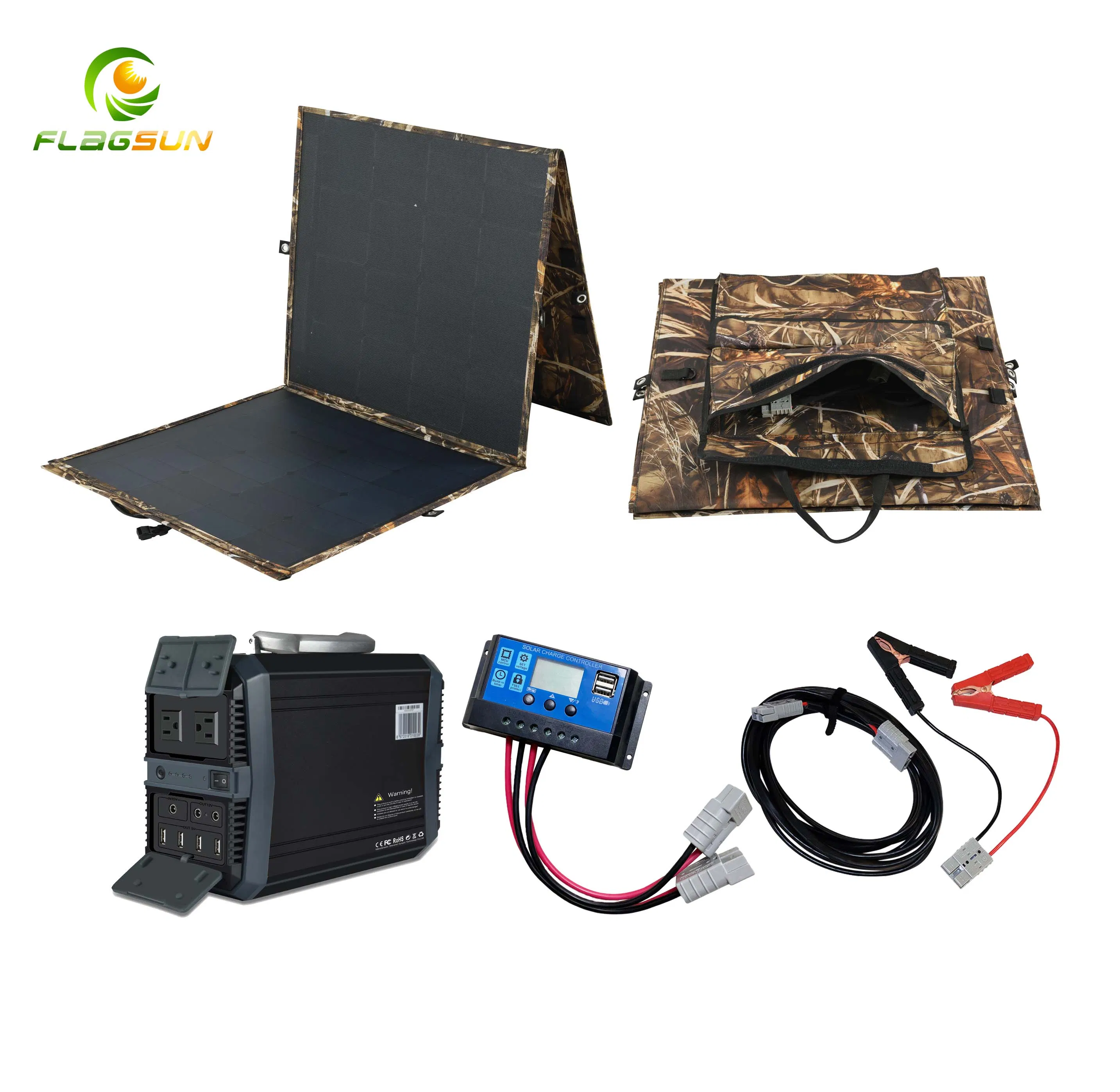 All in One 220V Multifunction Portable Solar Generator System Folding Solar Panels 500W Load Power Station Battery Pack