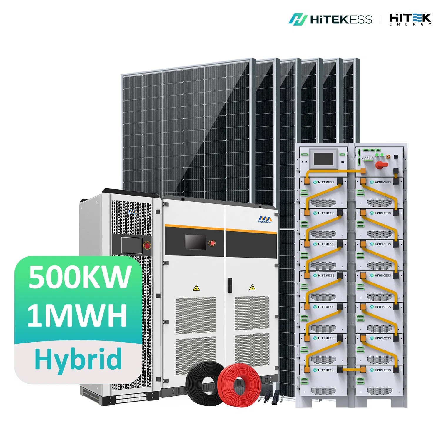 Hitek Energy Cost-Effective Renewable Industrial 500kw 1MW Hybrid off Grid Solar Power Energy Storage Emergency Backup Bess Container System 1mwh 2mwh