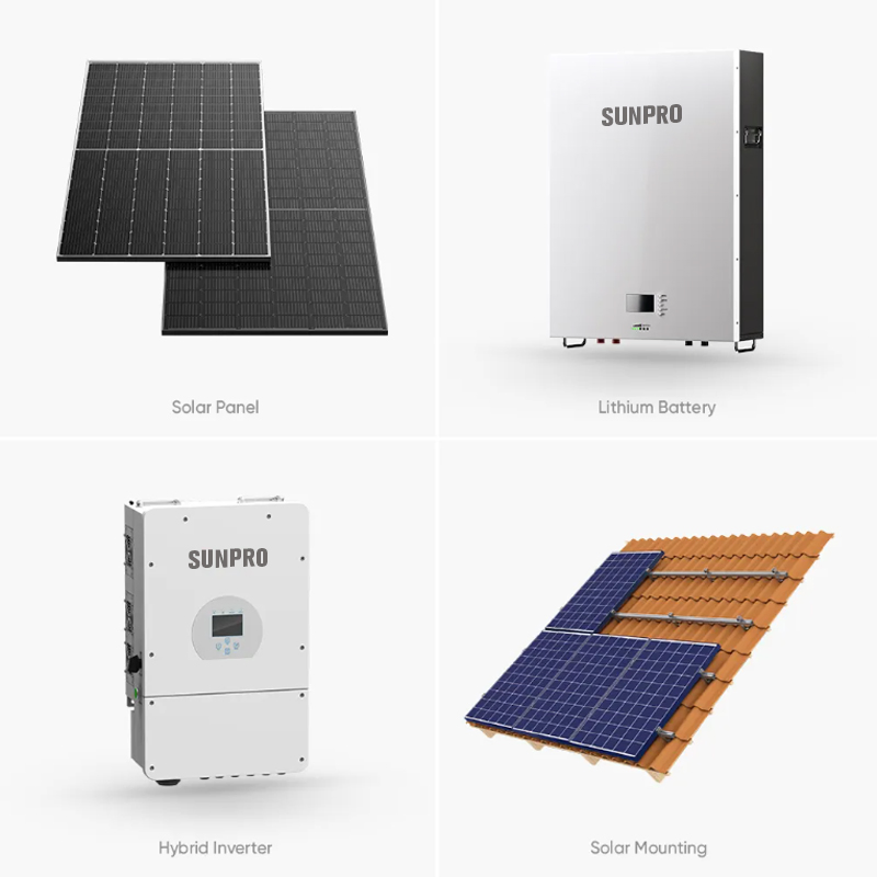 Complete Hybrid Solar System Solution 3000W 5000W for Residential Use PV Complete Module with Solar Panel Solar Inverter and Energy Storage Battery 6kw10kw 15K