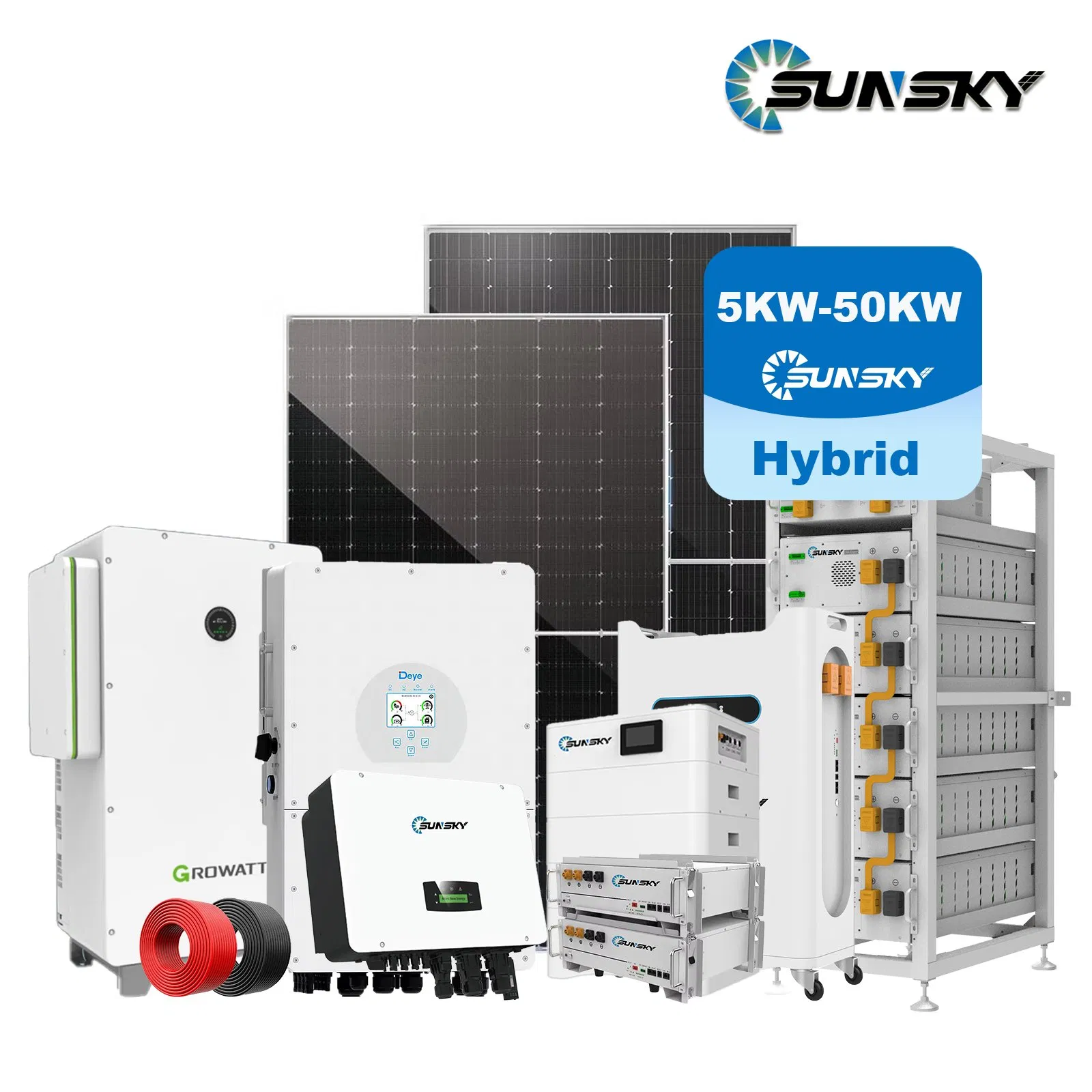 Sunsky All-in-One Residential 10 Kw Hybrid Inverter PV Panel Power System 5kw 10kw 20kw 25kw 15kw Home off Grid Energy Storage Systems with Lithium Battery