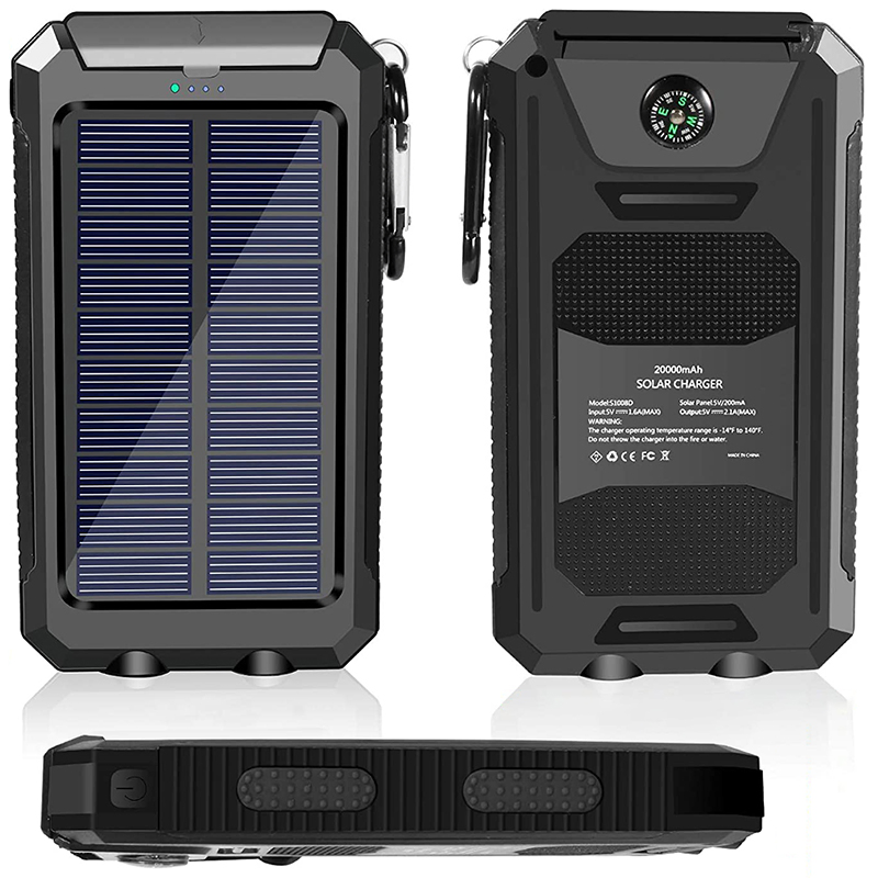 Outdoor Portable Wireless Solar Panel Charger Powerbank Trending Mobile Phone Fast Charging 20000mAh Waterproof Solar Power Bank