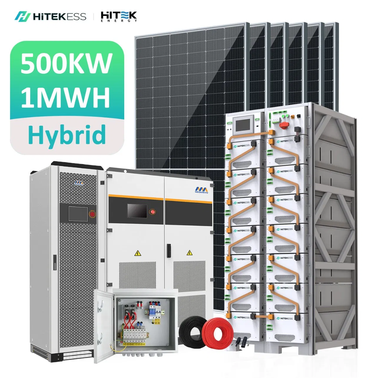 Renewable Solar Photovoltaic System 500kw 1mwh Hybrid Grid Connected off Grid Solar Power Energy Storage Emergency Backup Bess 100kw 150kw 200kw 250kw 500kw