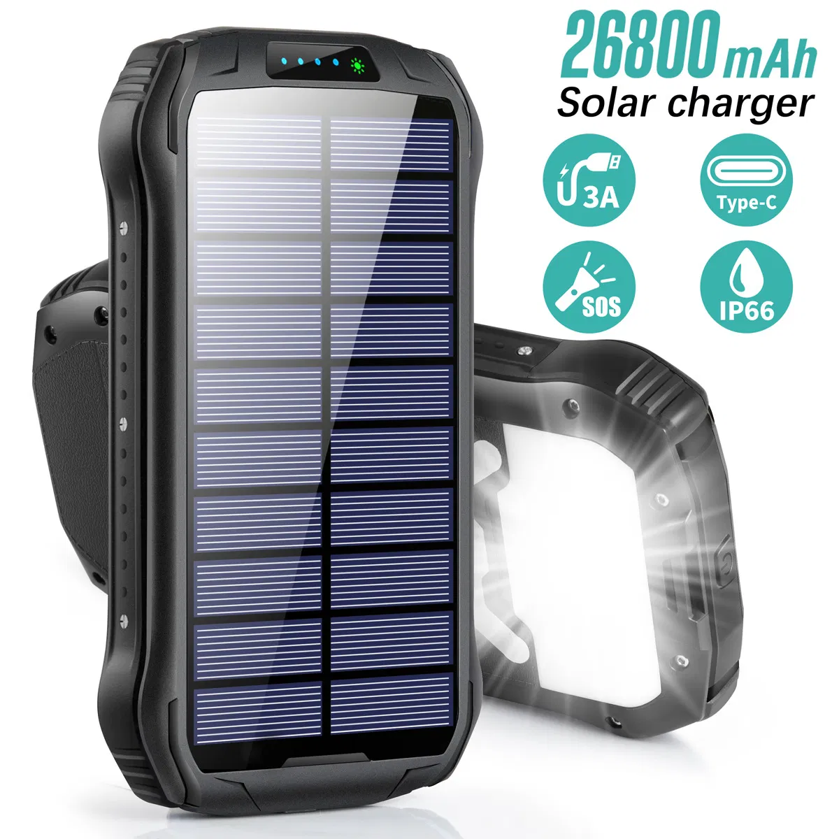 Superspeed Waterproof Outdoor Solar Power Bank 26800mAh Wireless Fast Charging Mobile Power Bank with Super Large Capacity CE