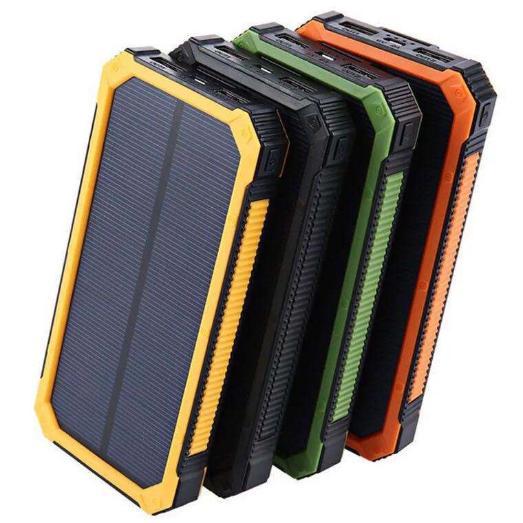 Outdoor Emergency Solar Power Bank with Compass and Cigar Lighter and LED Flashlight 20000 mAh Fast Charging Power Bank