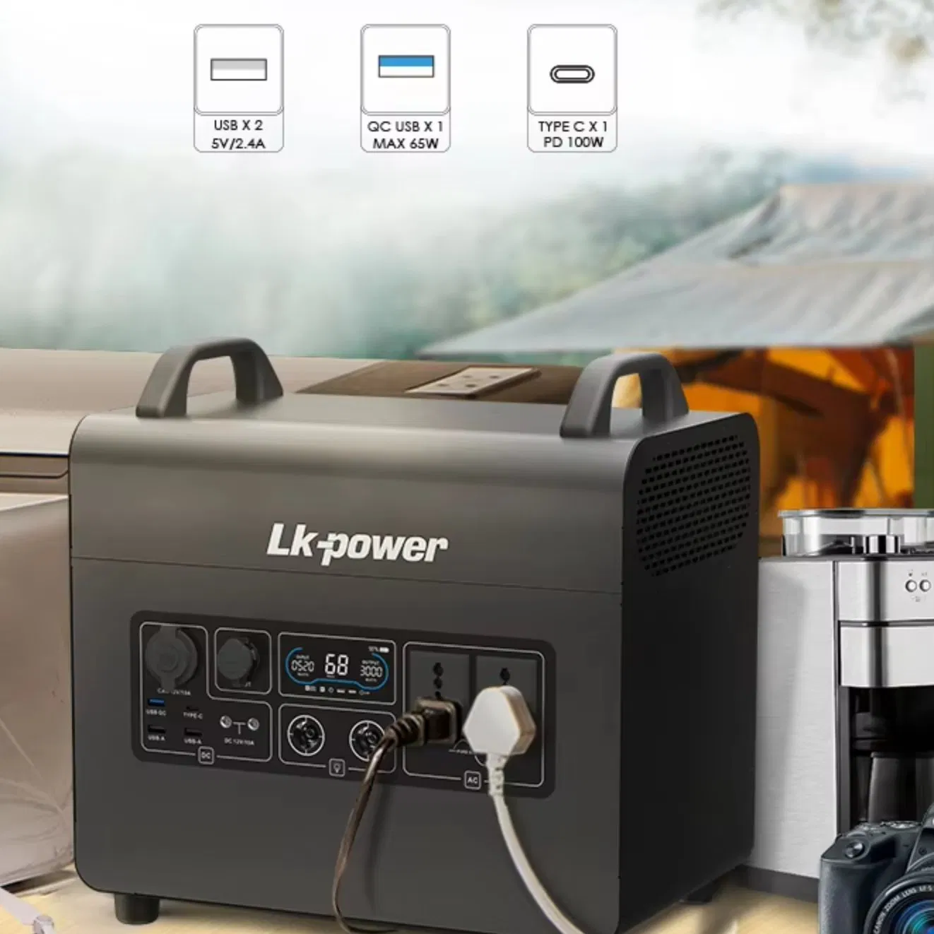 Emergency off-Grid Portable Solar Panel Inverter Generator 3000W Backupolar for Outdoor Power Needs