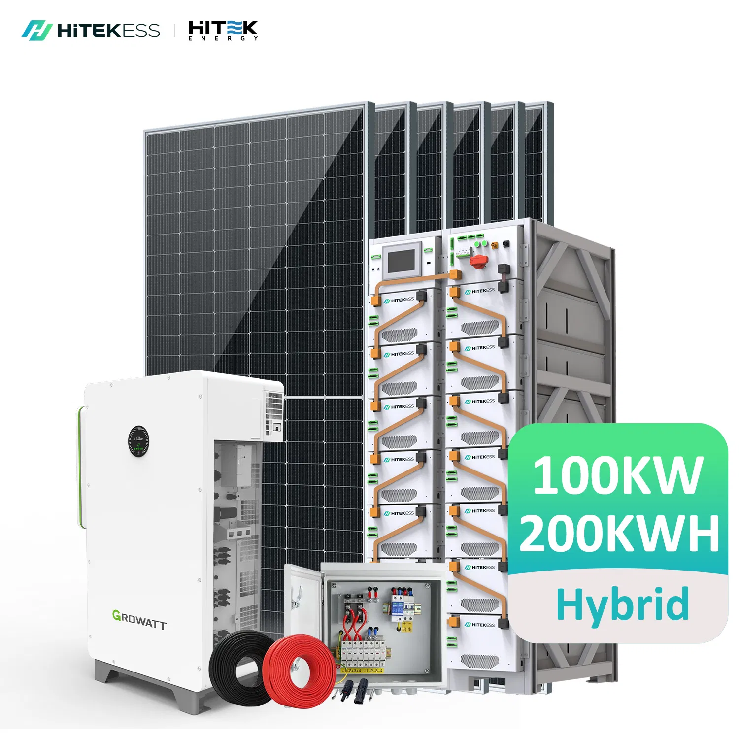 Hitek off Grid Solar Power System 60kw 100kw 120kw 200kw 250kw 300kw 400VAC Hybrid Bess Solar Battery Energy Storage System with 200kw 500kwh LiFePO4 Battery Ba