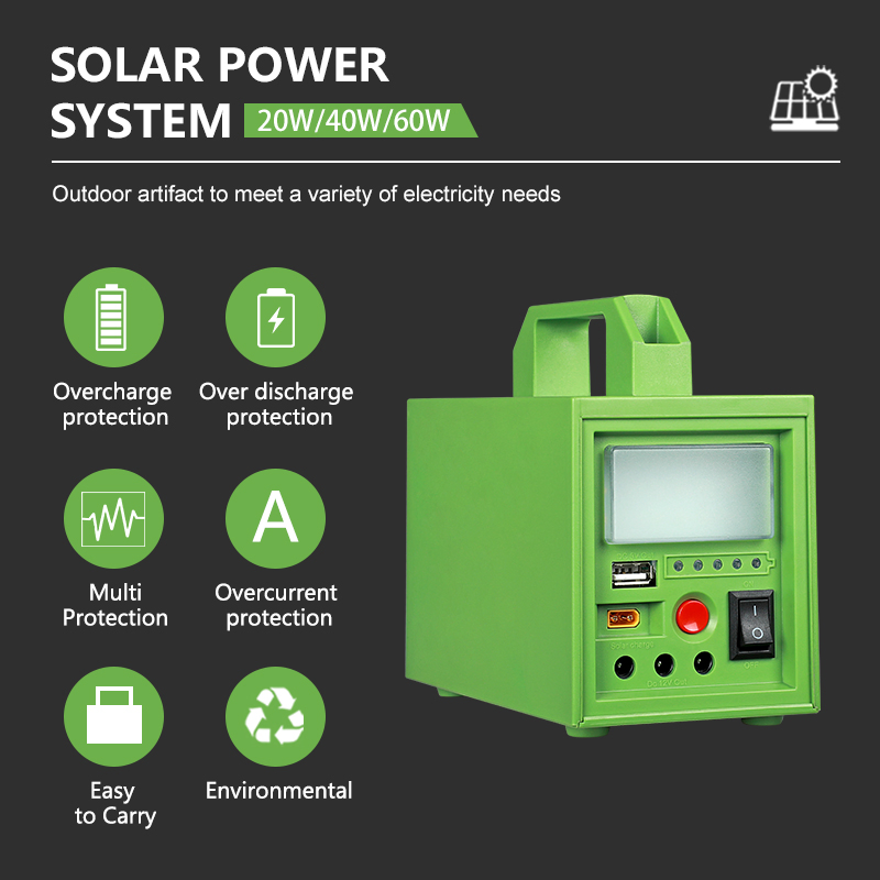 Power Bank Lithium Battery 20W 40W 110/220V AC DC Portable Power Station Output Solar Power System