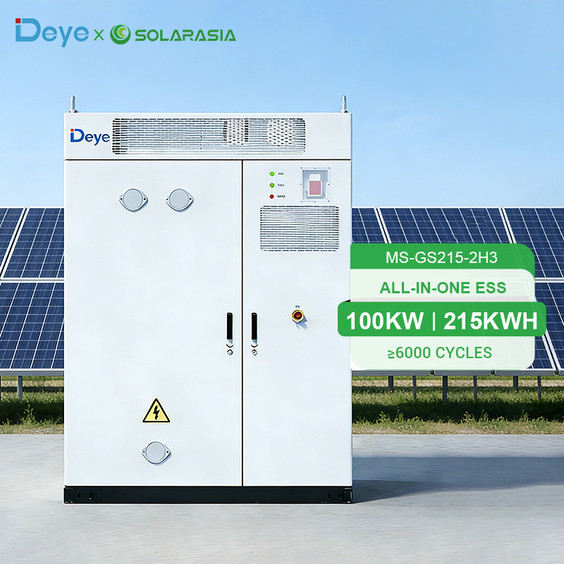 Deye Hv 100kw 215kwh Outdoor Lithium Battery All-in-One Cabinet off Grid Solar Energy Storage Battery for Home Solar System