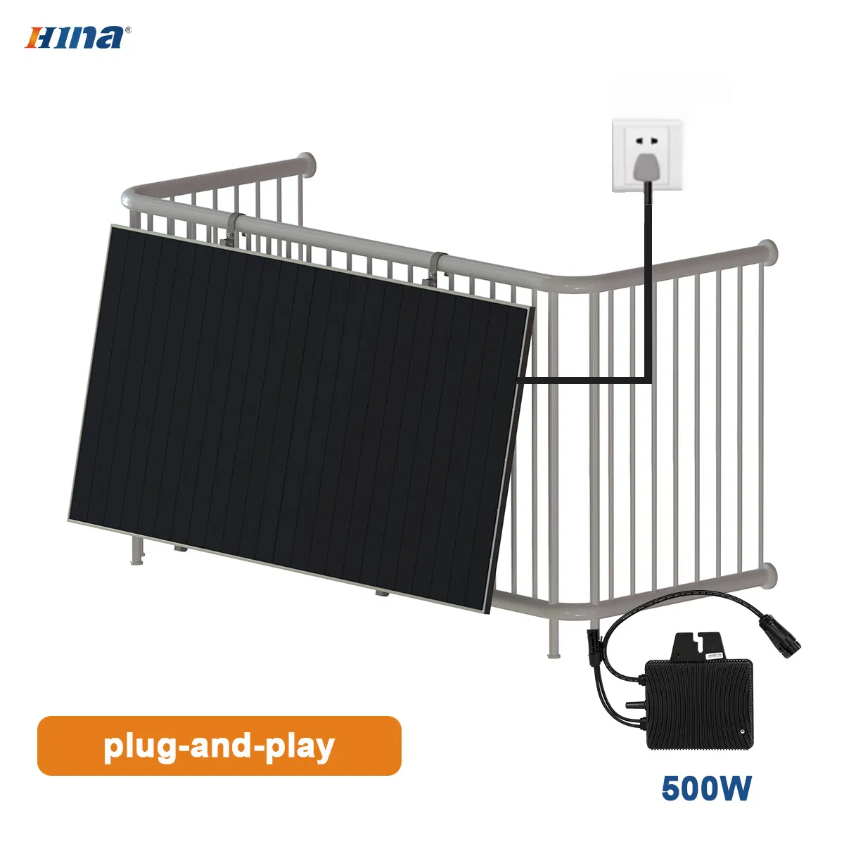 Balcony Solar Mount PV 500W Micro-Inverter Solar Panel Kit Balcony