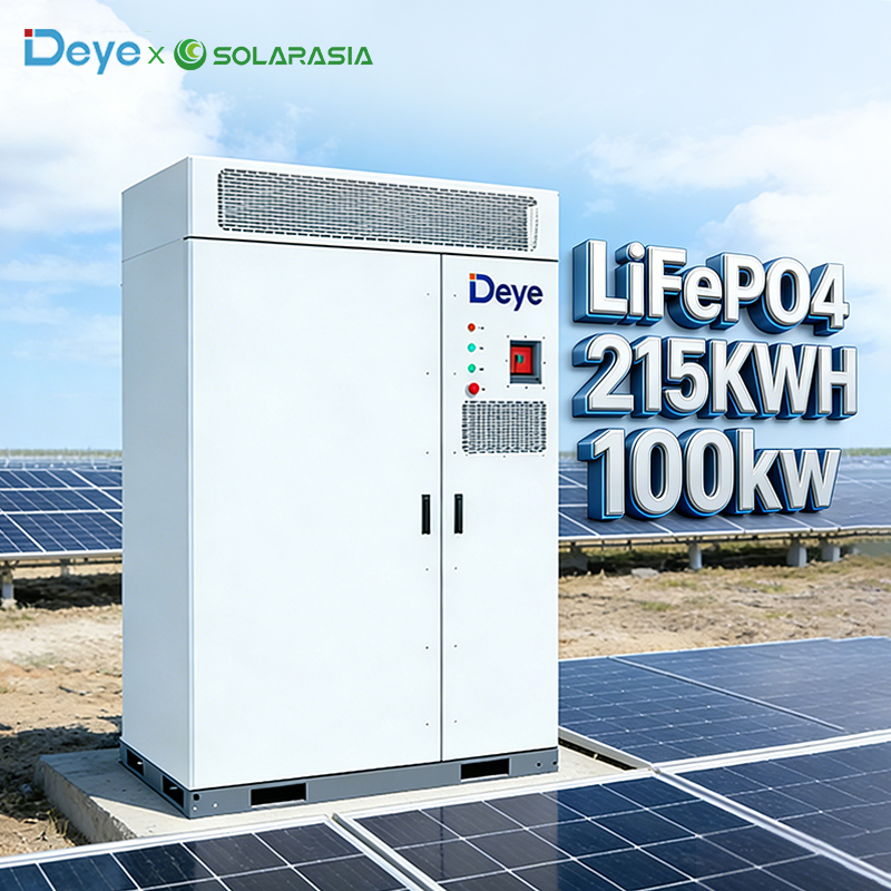 Deye Hv 100kw 215kwh Outdoor Lithium Battery All-in-One Cabinet off Grid Solar Energy Storage Battery for Home Solar System
