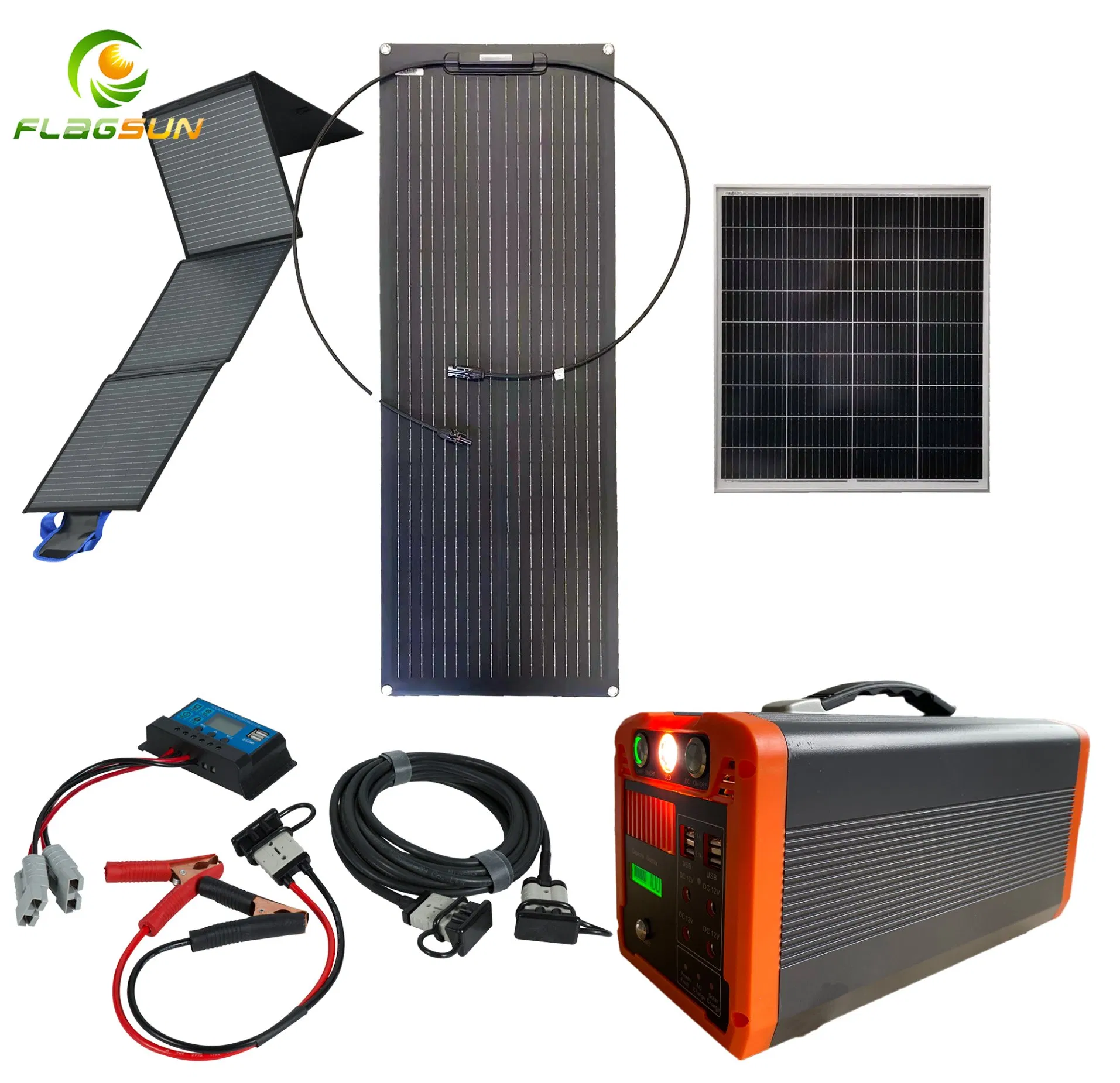 100W Folding Flexible Solar Panel System with Generator and Connector