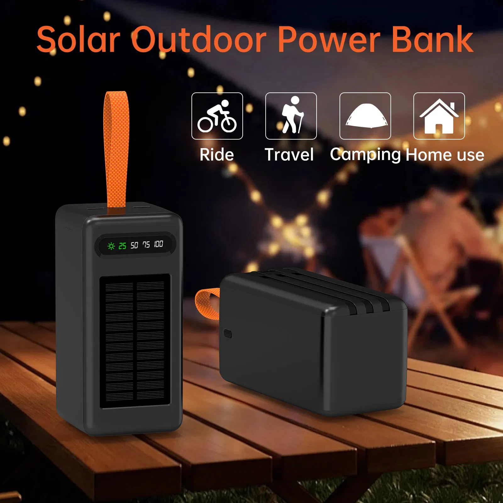 60000mAh Solar Power Bank Fast Charging 6-Port Output HD Display A376 Aspor