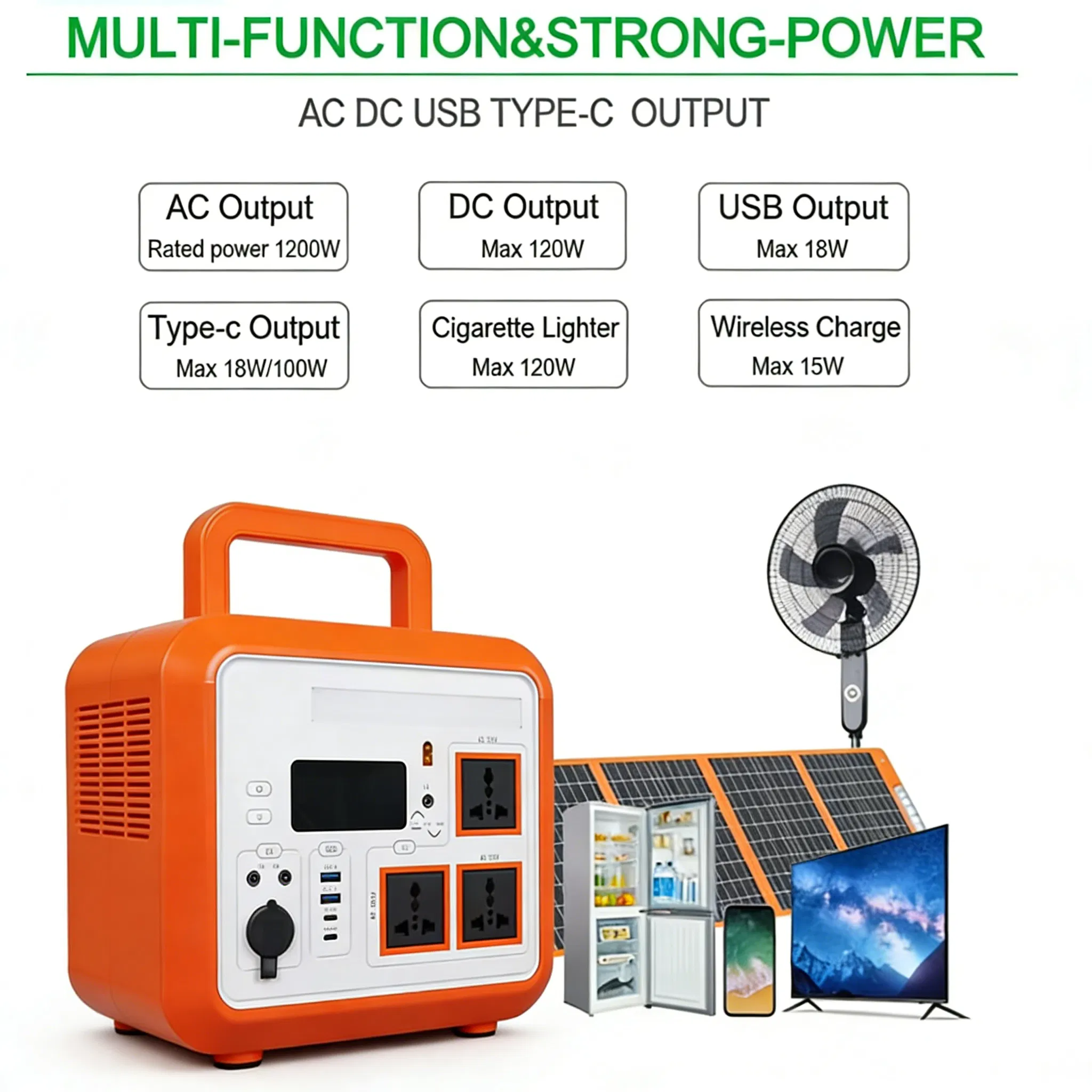 Fast Charging Solar Portable Power Station Generator for Outdoor Camping Emergency Use