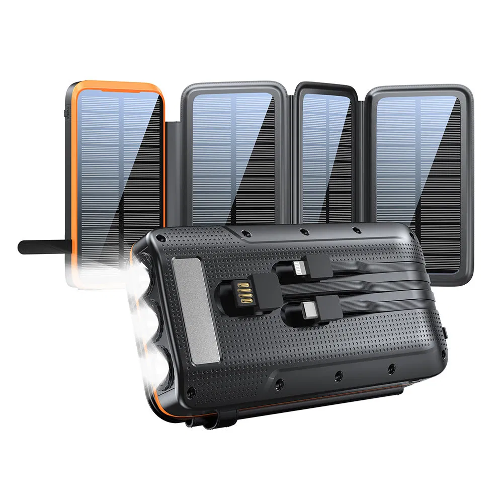 Pd 20W Fast Charging 22.5W Output 20000mAh 30000mAh Folding Panel IP65 Waterproof Dust Shock Proof Charger Solar Power Bank Solar Panel Powerbanks