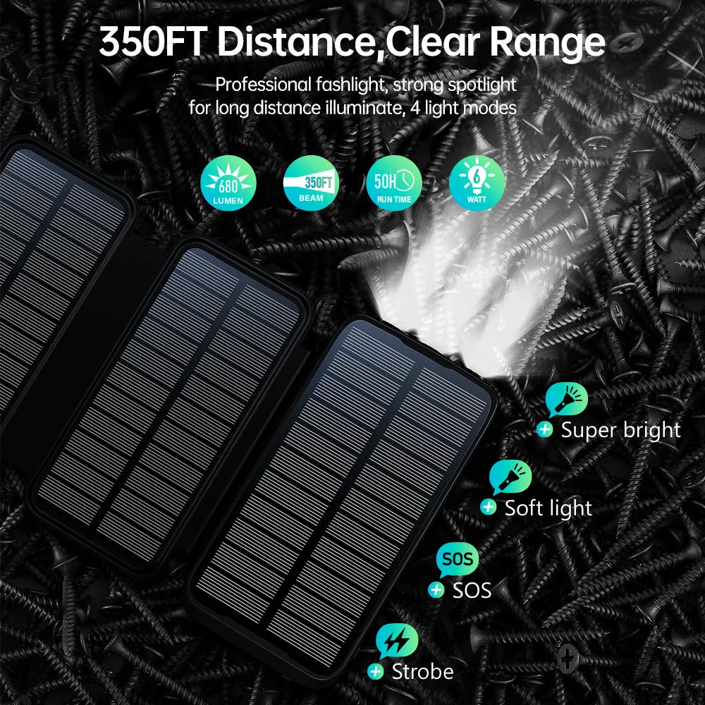 Pd 20W Fast Charging 22.5W Output 20000mAh 30000mAh Folding Panel IP65 Waterproof Dust Shock Proof Charger Solar Power Bank Solar Panel Powerbanks