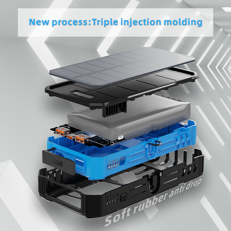 20000mAh Capacity 4 Solar Panel Charger Fast Charging Power Bank with 15W Wireless Charger