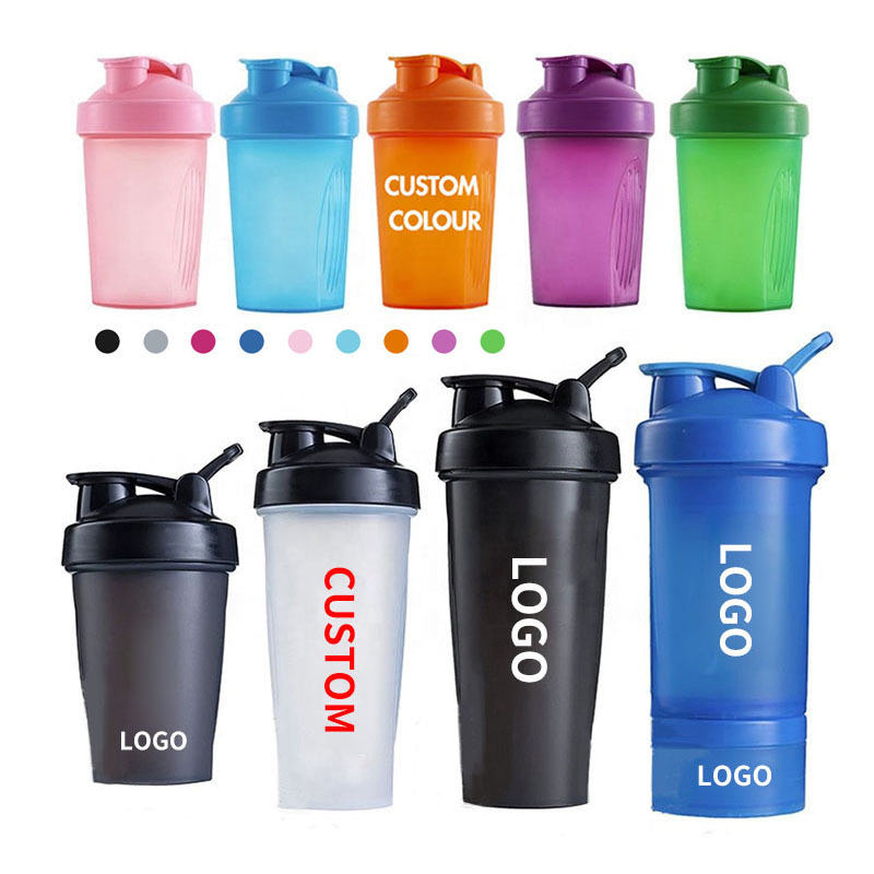Custom Logo BPA Free Mix Color 700ml Plastic Protein Shaker Water Bottle