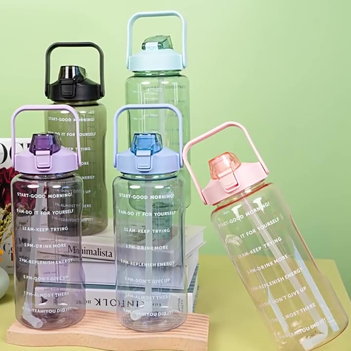 2000ml Direct Drinking Plastic Wide Mouth Straw Water Bottle for Sport